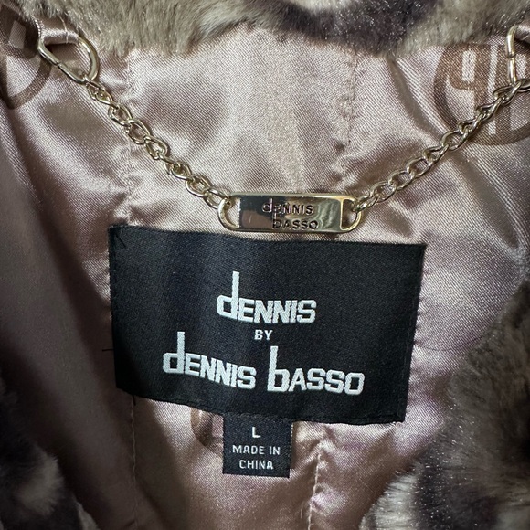 Dennis Basso Faux Fur Animal Print Zip-Front Jacket Coat – Size L - Picture 6 of 9